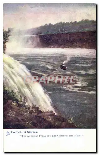 Cartes postales The Falls of Niagara The American falls and The Maid of the Mist Bateau