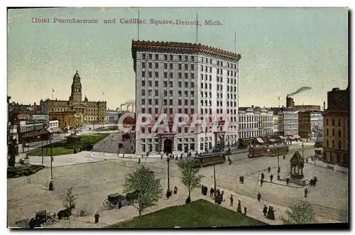 Cartes postales Hotel Pontchatrain and Cadillac Square Detroit Mich