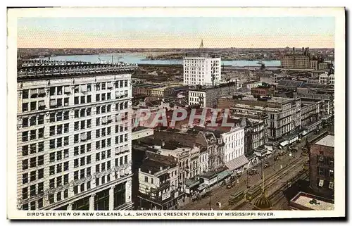 Cartes postales Bird&#39e Eye View of New Orleans Showing Crescent Formed by Mississippi RIver