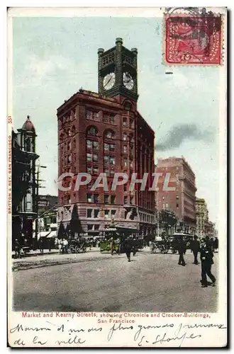 Cartes postales Market and Kearny Streets showing Chronicie and Crocker Buildings San Francisco