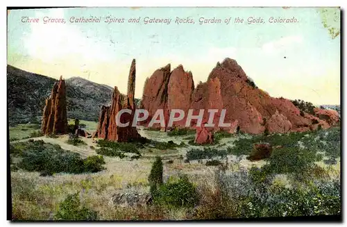 Ansichtskarte AK Colorado Three Graces Cathedral Spires and Gateway Rocks Garden of the Gods