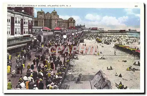 Cartes postales Atlantic City Beach and Boardwalk Scene