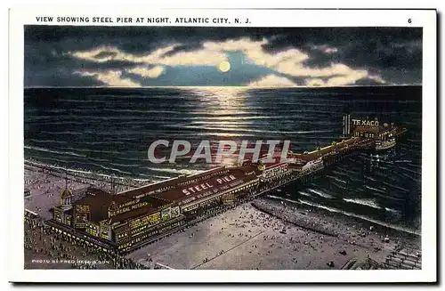 Ansichtskarte AK Atlantic City View Showing Steel Pier At Night Texaco