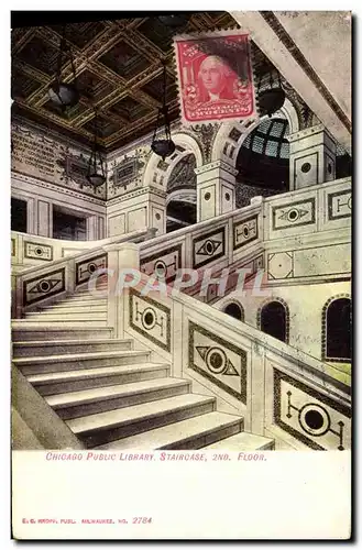 Ansichtskarte AK Chicago Public Library Staircase Bibliotheque