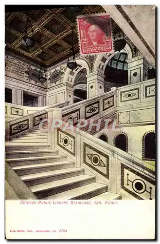Cartes postales Chicago Public Library Staircase Bibliotheque