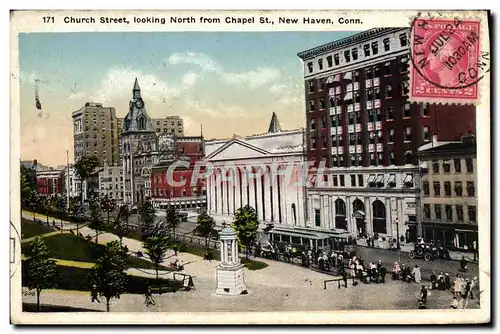 Cartes postales Church Street looking North from Chapel New Haven Conn