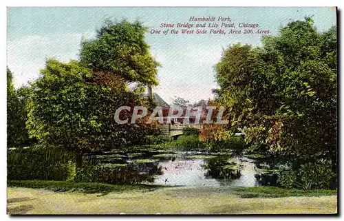 Cartes postales Chicago Humboldt Park Stone Bridge and Lily Pond