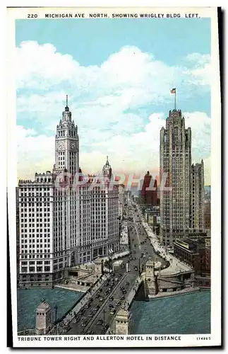 Cartes postales Chicago Michigan Ave North Showing Wrigley Bldg Left