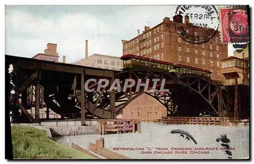 Cartes postales Chicago Metropolitan L Tarn Crossing Jack Knife Bridge Over Chicago river