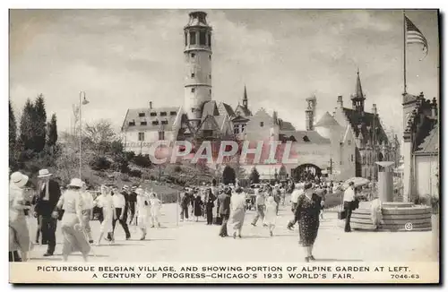 Cartes postales Chicago Picturesque Belgian Village And showing Portion of Alpine Garden at Left 1933 world&#39s