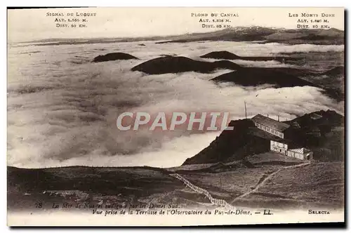 Cartes postales La mer de nuages endiguee par les Domes Sud Vue prise de la terrasse de l&#39obersvatoire du Puy