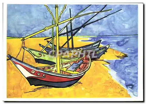Cartes postales moderne Van Gogh Barques Aux Saintes Maries Bateaux