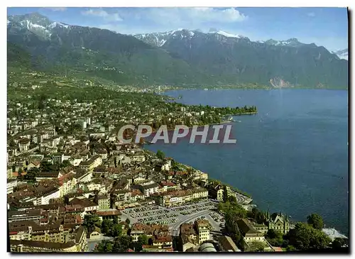 Moderne Karte Vevey et la tour de Peilz Riviera Vaudoise