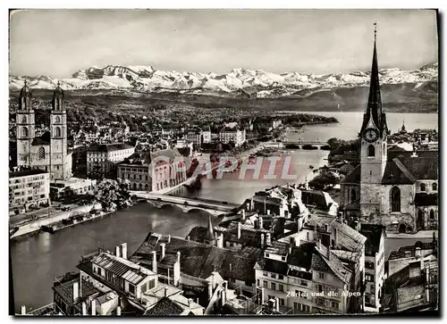 Moderne Karte Zurich und die Alpen