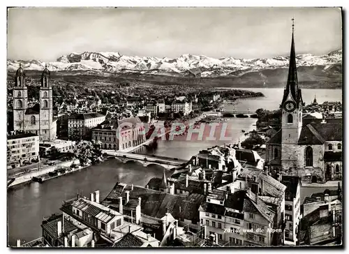 Moderne Karte Zurich und die Alpen