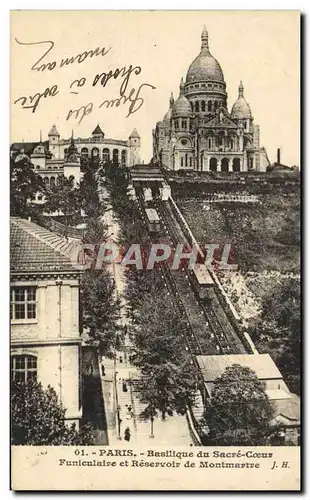 Cartes postales Paris Basilique du Sacre Coeur Funiculaire et Reservoir de Montmartre