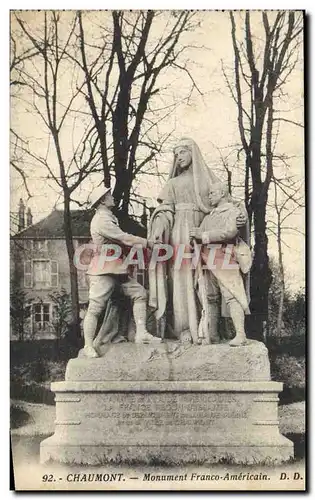 Cartes postales Chaumont Monument Franco Americain Militaria