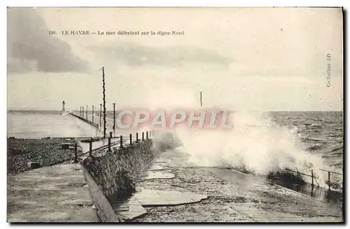 Cartes postales Le Havre La Mer Deferlant sur la Digue Nord