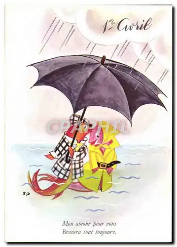 Cartes postales moderne Mon amour pour vous Bravera tout toujours Poisson Humour