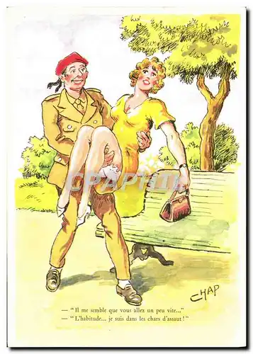 Cartes postales Il me semble que vous allez un peu vite L&#39 habitude Je suis dans les chars Militaria Humour