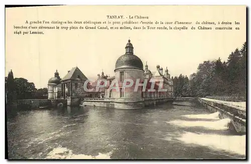 Cartes postales Tanlay Le Chateau A Gauche l&#39On Distingne Les Deux Obelisques Et Le Pont