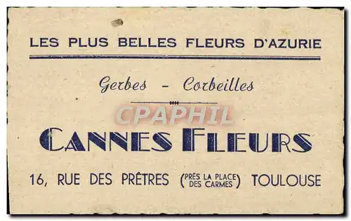 Carte de visite Cannes Fleurs Rue des Pretres Toulouse