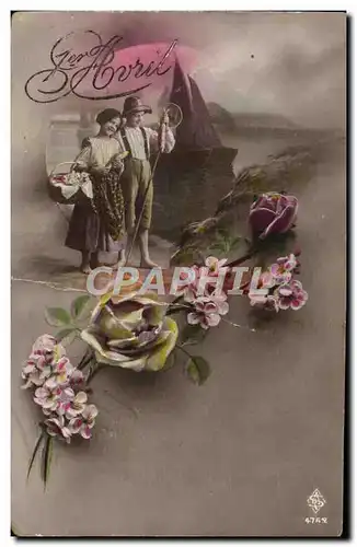 Cartes postales Fantaisie Fleurs 1er avril