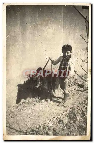 CARTE PHOTO Enfant et son chien