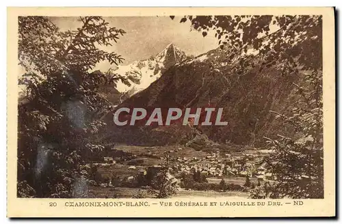 Cartes postales Chamonix Le Mont Blanc Vue Generale Et L&#39Aiguille du Dru