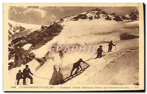 Cartes postales Chamonix Mont Blanc Passage D&#39Une Crevasse Sous Les Grands mulets Alpinisme