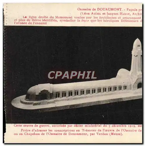 Cartes postales Ossaire de Douaumont Facade principale Militaria