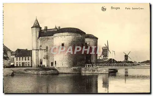 Cartes postales Bruges Porte Sainte Croix Moulins a vent