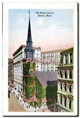 Ansichtskarte AK Old South Church Boston Mass Copley square showing public Library Bibliotheque