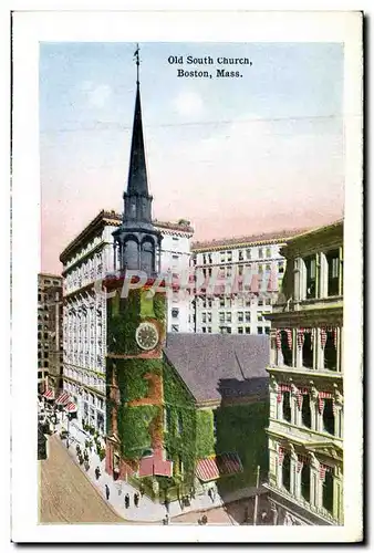 Cartes postales Old South Church Boston Mass Copley square showing public Library Bibliotheque