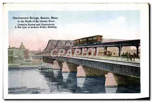 Cartes postales Charlestown Bridge Boston Mass At The Mouth Of The Charles River Market district and Faneuil Hal