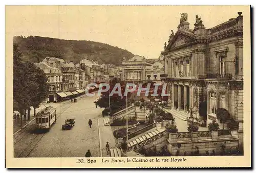 Ansichtskarte AK Spa Les Bains Le Casino Et La Rue Royale Tramway