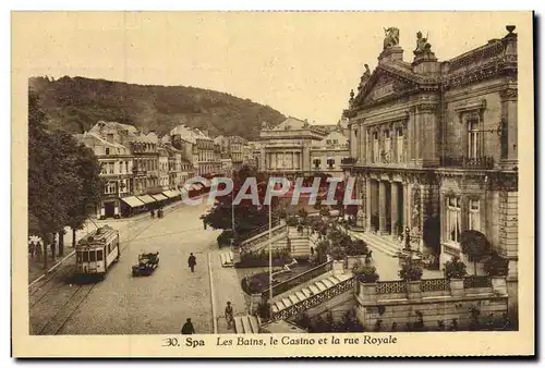 Cartes postales Spa Les Bains Le Casino Et La Rue Royale Tramway