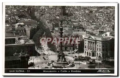 Cartes postales Barcelona Monumento a Colon Y Ramblas