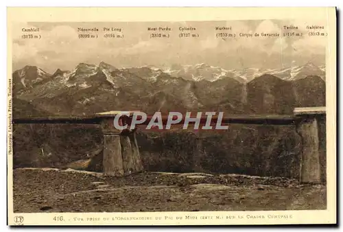 Cartes postales Vue Prise De L&#39Observatoire Du Pic Du Midi Sur La Chaine Centrale