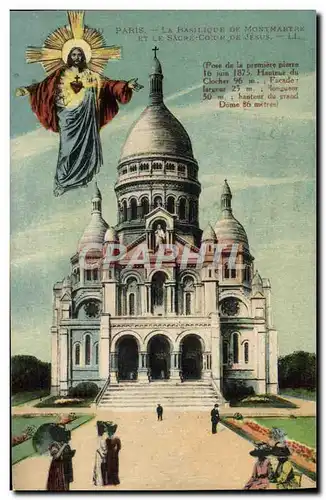 Cartes postales Paris La Basilique De Montmartre Et Le Sacre Coeur De Jesus