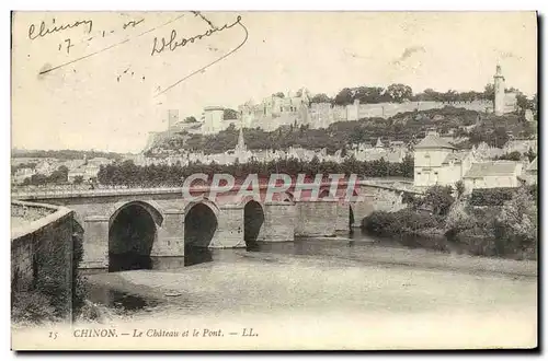 Cartes postales Chinon Le Chateau Et Le Pont