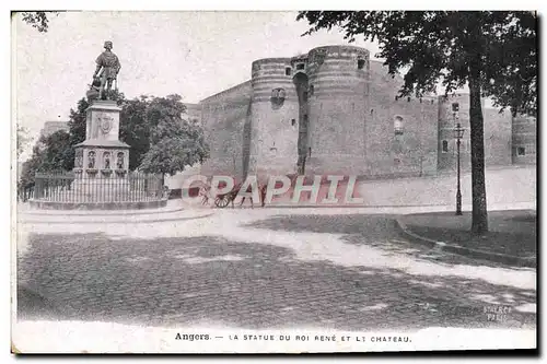 Ansichtskarte AK Angers La Statue Du Roi Rene Et Le Chateau