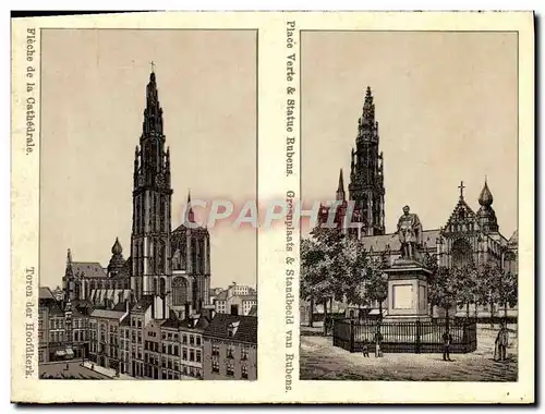Cartes postales Place Verte Statue Rubens Greenplaats Standbeeld Van Rubens Fleche De La Cathedrale Toren Der Ho