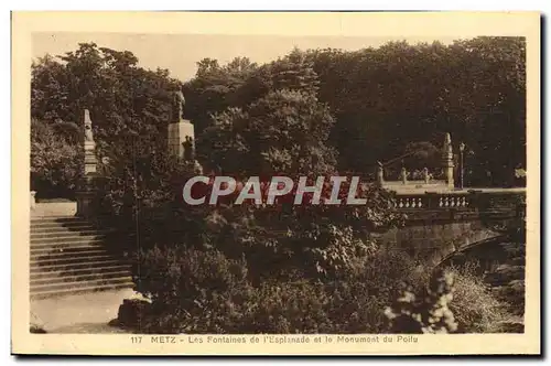 Cartes postales Metz Les Fontaines De l'Esplanade Et Le Monument Du Poilu Militaria