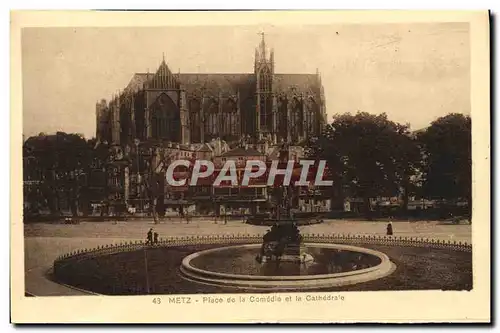 Cartes postales Metz Place De La Comedie Et La Cathedrale