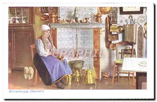 Cartes postales Marken Binnenhuisje Femme Folklore