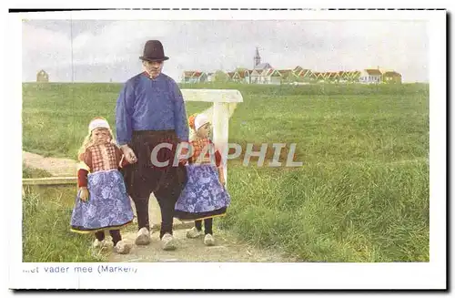 Cartes postales Marken Met Vader Mee Homme Enfants Folklore