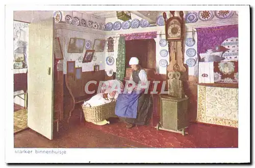 Cartes postales Marken Marker Binnenhuisje Femme Enfant Bebe Folklore