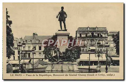 Ansichtskarte AK Le Mans Place De La Republique Monument Du General Chanzy