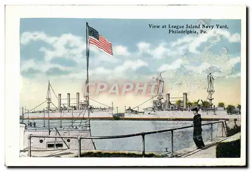 Cartes postales View At League Island Bavy Yard Philadelphia Pa The sunken garden Fairmount Park Bateaux